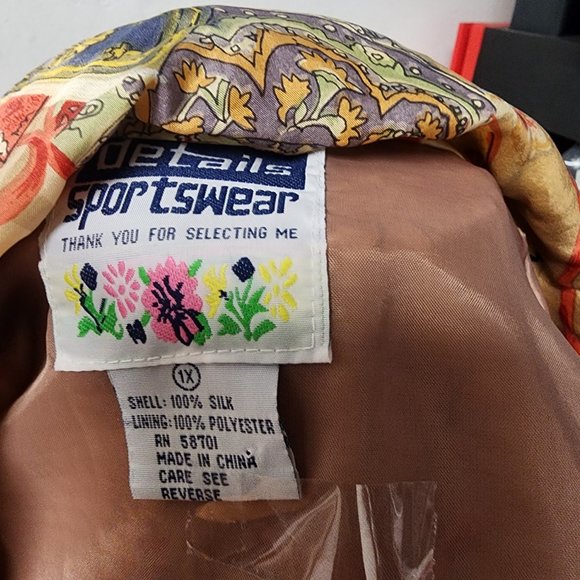 Vintage Details Sportswear Womens Silk Blend Zip Up Bomber Jacket 1X Flawed - Picture 9 of 9